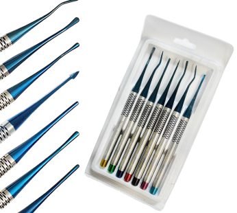7 Blue Root Elevator PDL Dental Instruments Implantology Luxating Titanium Surgery