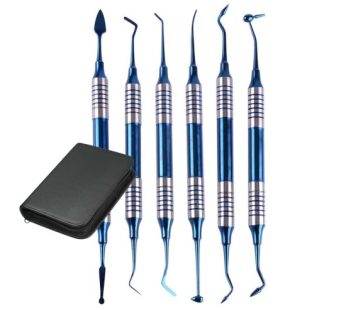 Set of 6 Dental Soft Brushes,Filling Instruments Set Blue Titan